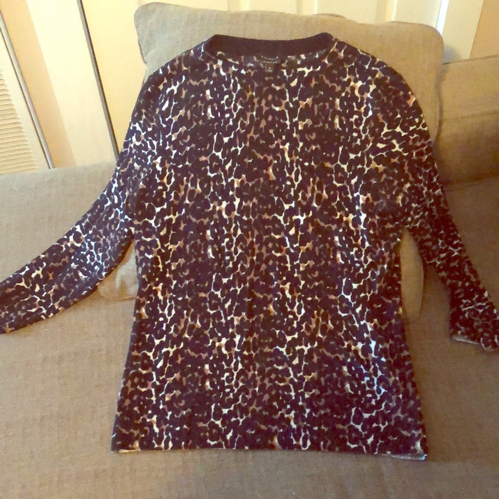 Talbots 100% wool luscious cheetah print crewneck